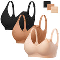 Women's Angelhood 3 Pack for Breastfeeding Seamless Pregnancy Wireless Sleep Bralette Jelly Strip Support Postpartum with Extenders, M Size Nursing