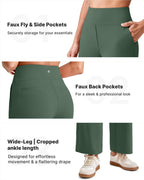 G4free Wide-Leg Yoga Pants Women With Pockets Dark Forest - Size Medium