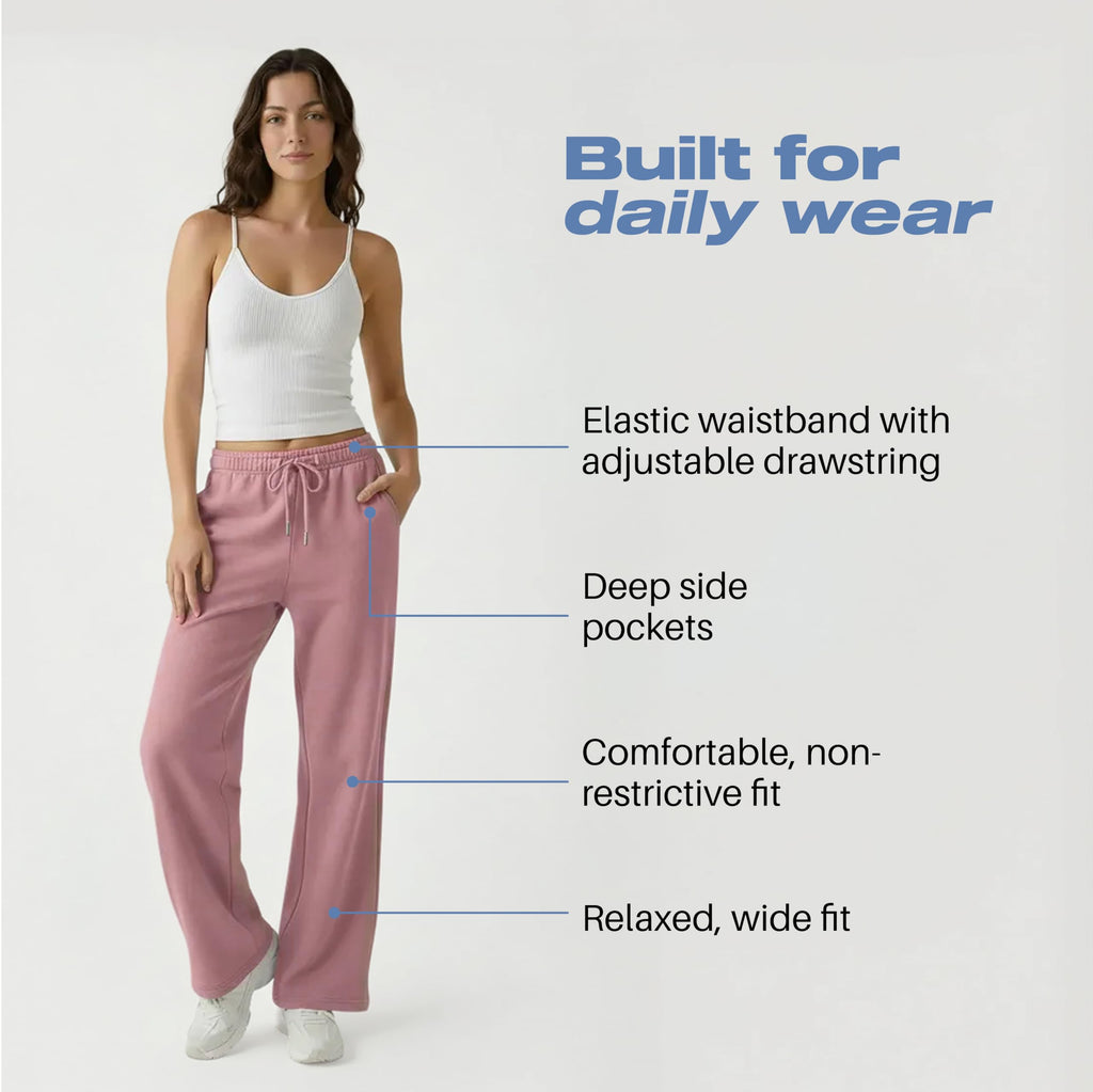 Common Stitch 3 Pack Wide-Leg Fleece Sweatpants For Women - Style 5