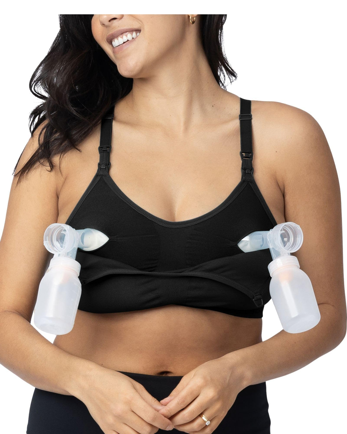 Women's Kindred Bravely Sublime Hands Free Pumping & Nursing Black Sports Bra