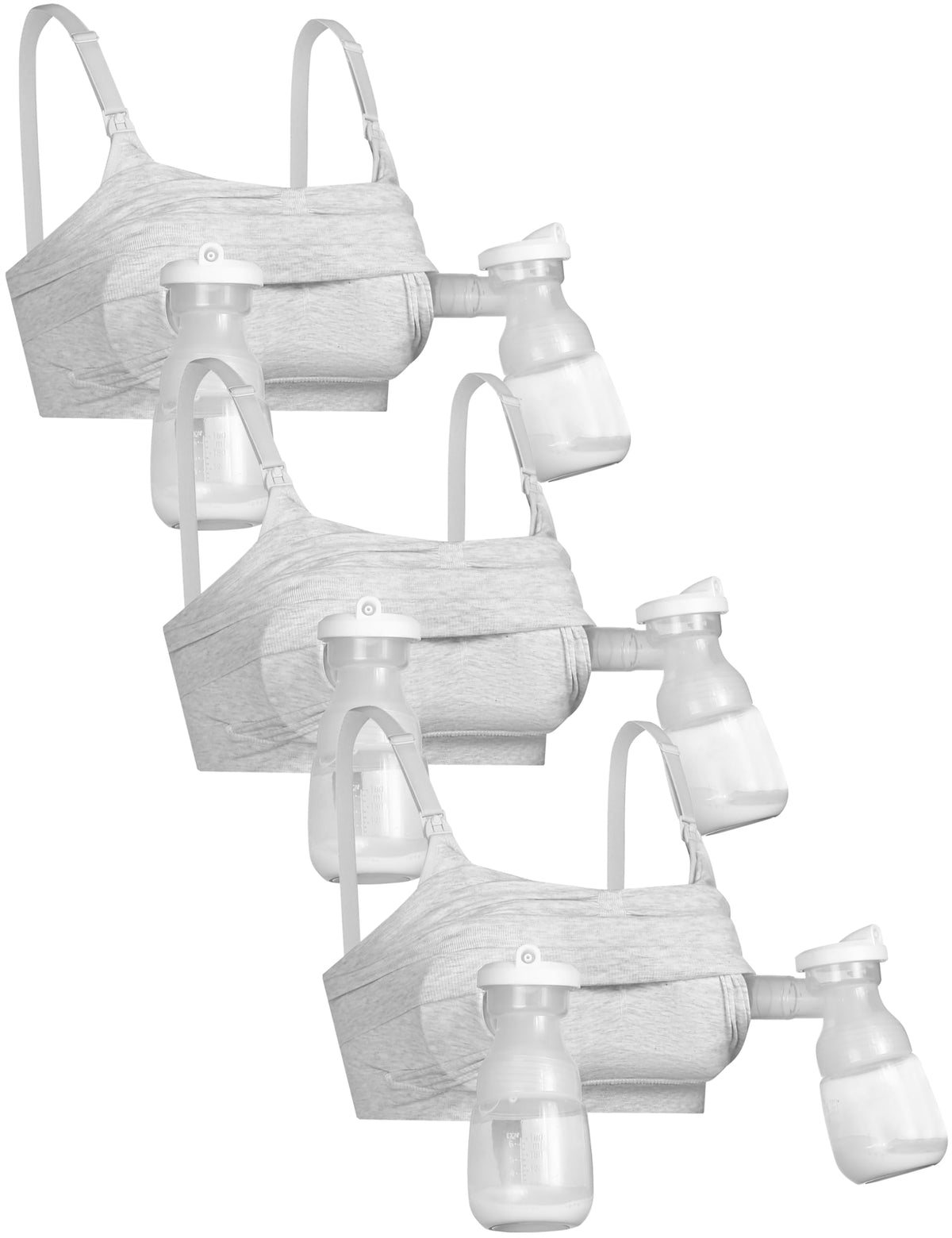 Women's Gxxge 3pack Hands Free Pumping Adjustable & with Easyclip for All Breast Pumps Cotton Sleep 3 Grey Medium Nursing Bra