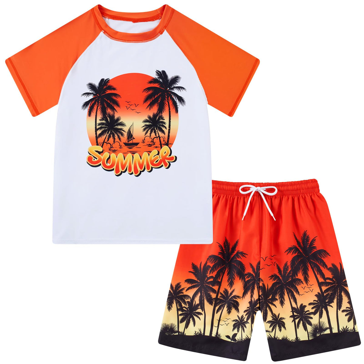 5T Swim Set for Boys Swim Trunks Hawaii Swimsuits Bathing Suits Set Red