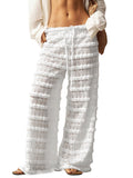 RoseSeek Women's Crochet Lace Pants Mesh Beach Cover Up Vacation Outfits