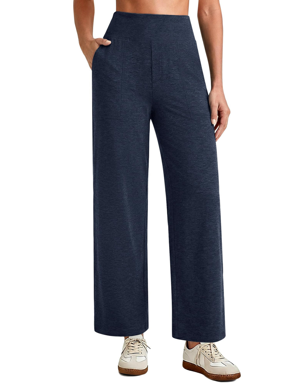G4free Wide-Leg Yoga Dress Pants Women With Pockets Navy - Size X-Small