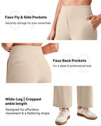 G4free Wide-Leg Travel Pants For Women With Pockets Light Khaki M