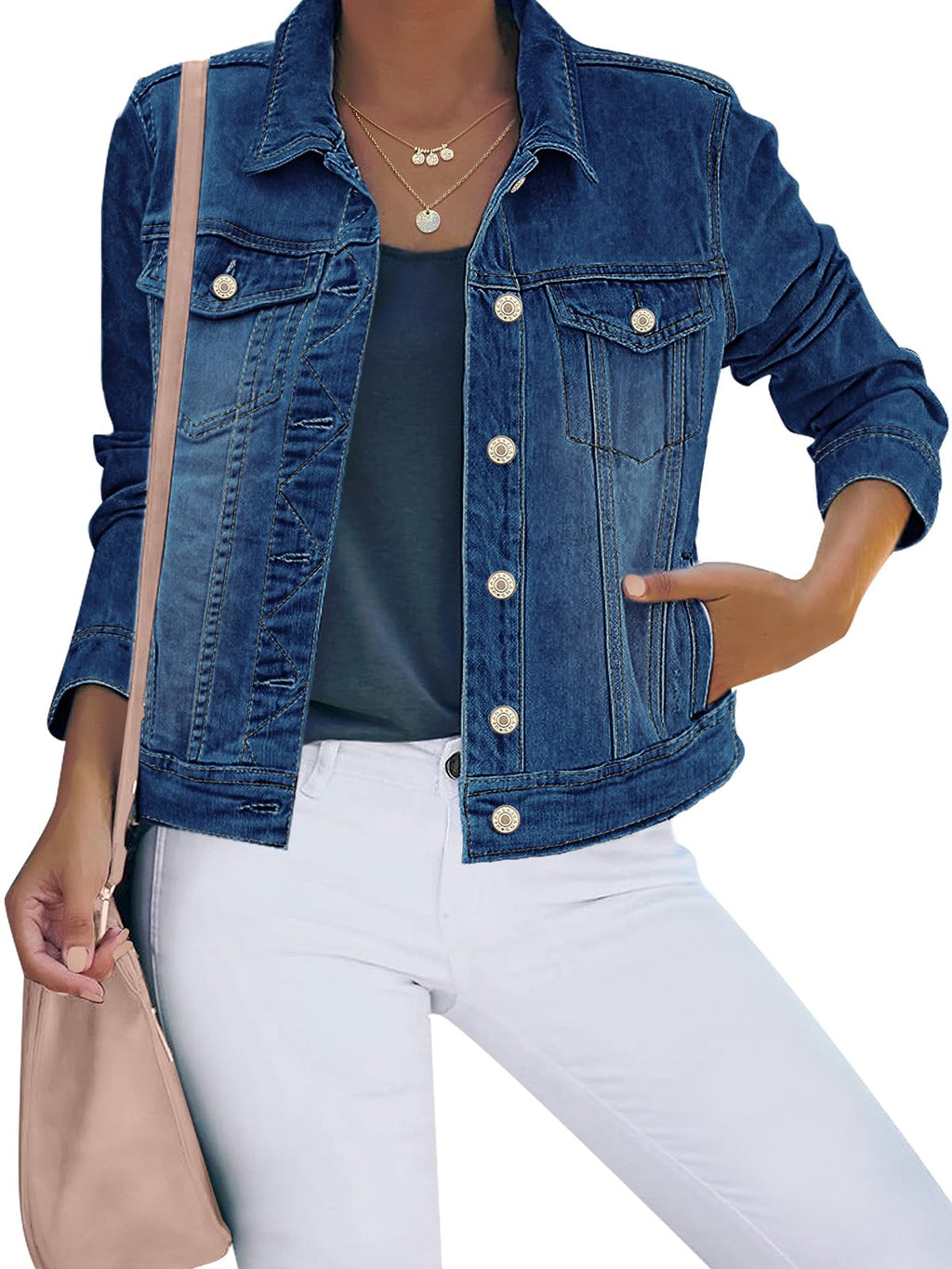 Luvamia Jackets For Women Trendy Jeans Jacket Cowgirl Outfits - Vintage Blue