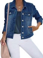 Luvamia Jean Jacket Women Plus Size Denim Outfit For - Vintage Blue