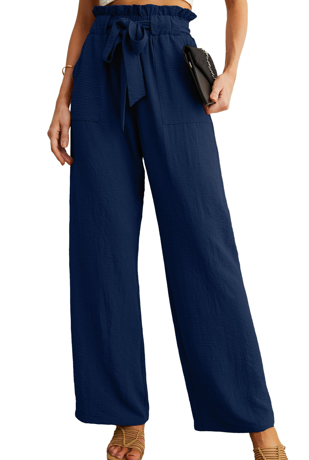 Iwollence Adjustable Knot Palazzo Pants For Women - 03 Dark Blue