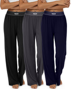 Neer 3 Pack Women's Cotton Lounge High-Waisted Pants - Style 11