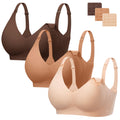 Women's Angelhood 3 Pack for Breastfeeding Seamless Pregnancy Wireless Sleep Bralette Jelly Strip Support Postpartum with Extenders, S Size Nursing