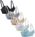 Suekaphin 5pack Seamless for Busty Women's Breastfeeding and Pregnancy Support V Neck Bralette with Padded