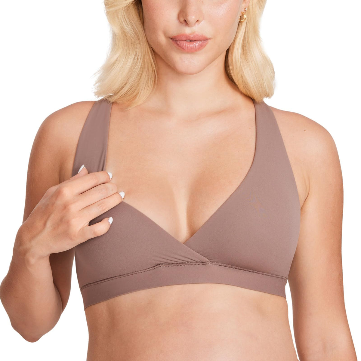 Women's Momanda Crossover for Breastfeeding Brown Purple Medium Nursing Bra