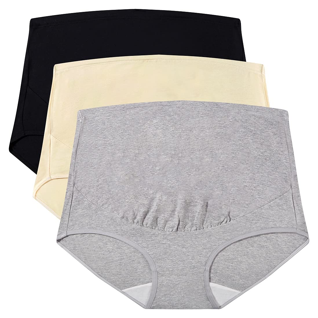 Mama Cotton Women's’s Over The Bump Maternity High Waist Full Coverage Pregnancy Adjustable Waistband (multicolor A 3 Pack, Size-4xl) Panties