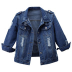 Hixiaohe Spring Summer Jean Jacket For Women Trendy Half Sleeve Button Down Short Denim Retro Cropped Trucker Coat - 03-dark-blue