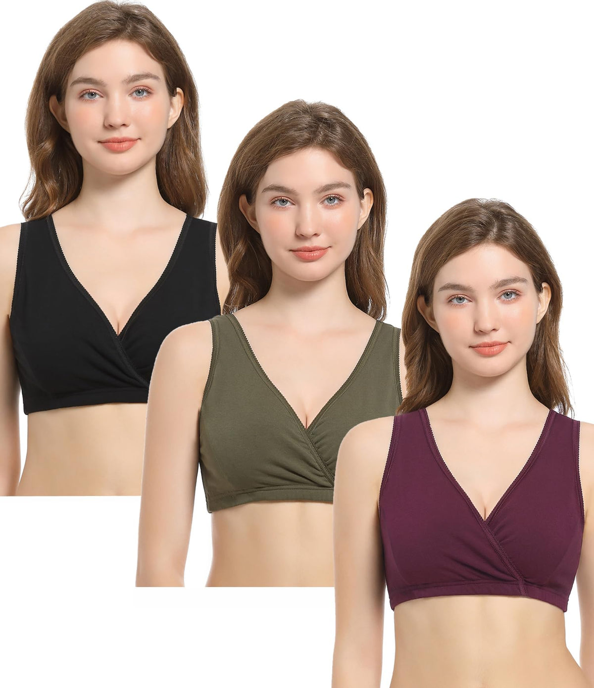 Women's Cakye 3 Pack Maternity Nursing Sleep Breastfeeding Cotton Bralette