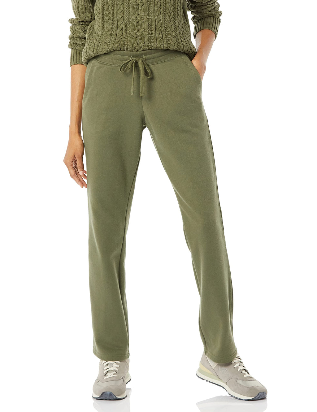 Essentials Women's Straight-Leg Fleece Sweatpants With - Olive