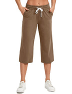Specialmagic Women's Capri Pants Cotton Sweatpants Brown S