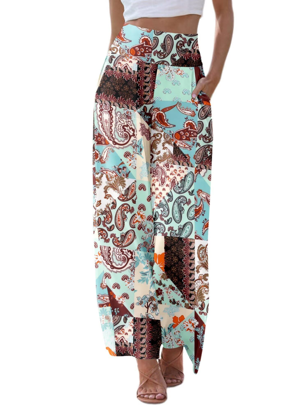 Jzc High-Waisted Palazzo Pants For Women Comfy Capri Summer Loose