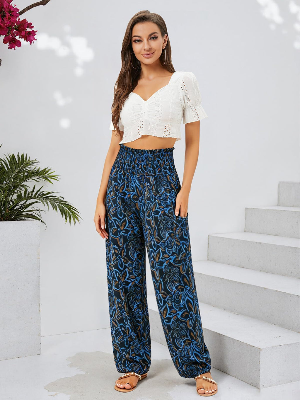Qianxizhan Women's Harem Pants High-Waist Yoga Boho - Style 113