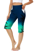AOBUTE Women's Rash Guard Pant with Pocket UPF 50+ Swimming Capris Tropical Print Fishing Leggings XL