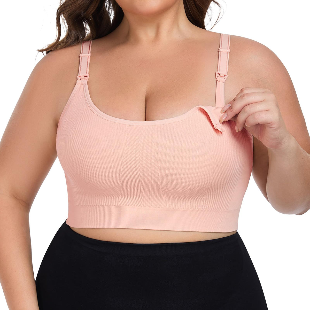 Angelhood Women's's Non-padded Bralette Convenient Breastfeeding Full Coverage Wirefree Support Everylife Sport Sleep Pink Nursing Bra