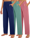 Huukeay 3 Pack Women's Lounge Pants Cozy Sweatpants Medium Pink Gray