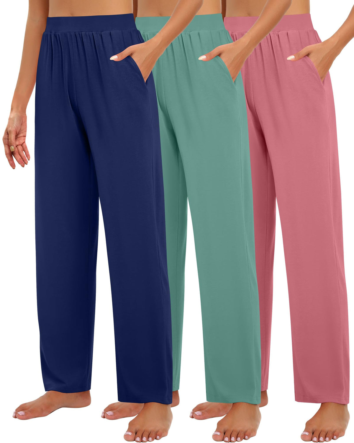 Huukeay 3 Pack Women's Lounge Pants Cozy Sweatpants Medium Pink Gray