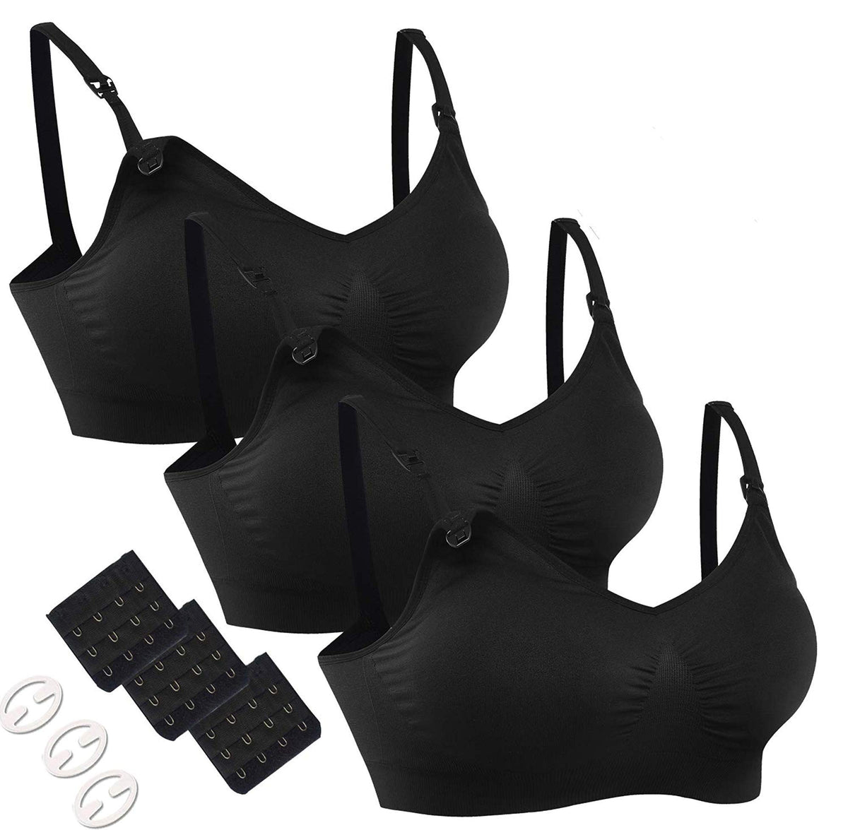 Hofish Women's's Adjustable Seamless 3pcs/pack(black), Size Xx-large Nursing Bra