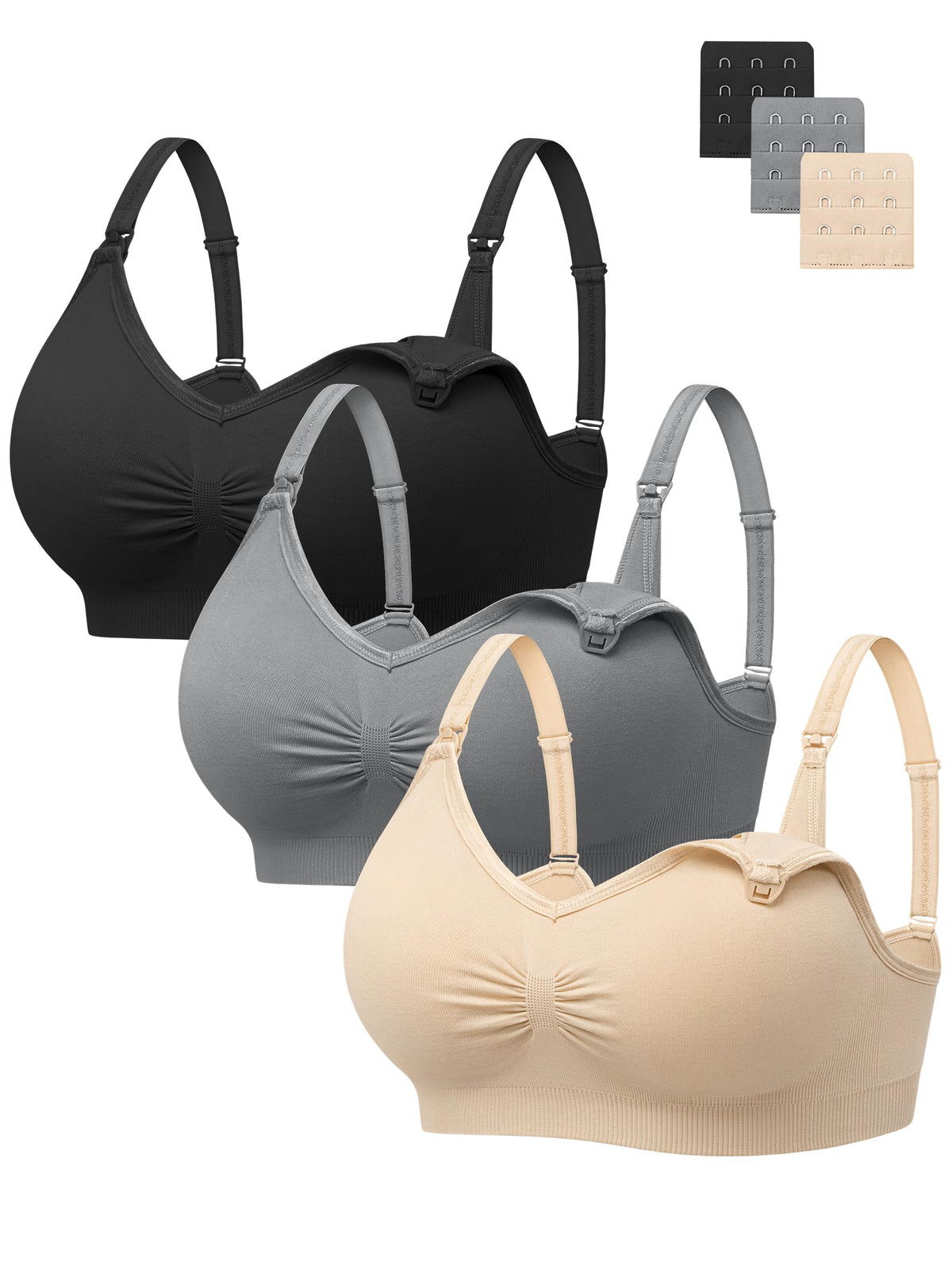 Angelhood Women's Seamless Sleep ,breastfeeding with Remove Pads Extenders Pack of 3 Nursing Bra