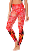 Hawaiian Scuba Pants for Women SPF 50+ Quick Dry Swim Leggings Ladies Water Sport Pants Orange L