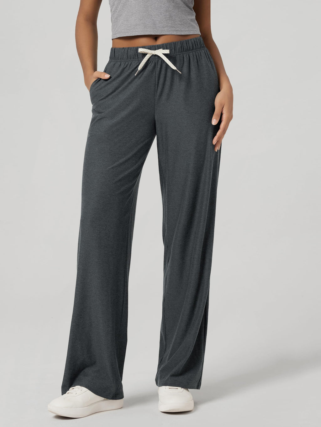 Ododos Women's Straight-Leg Pants Ultra Soft - Charcoal Heather