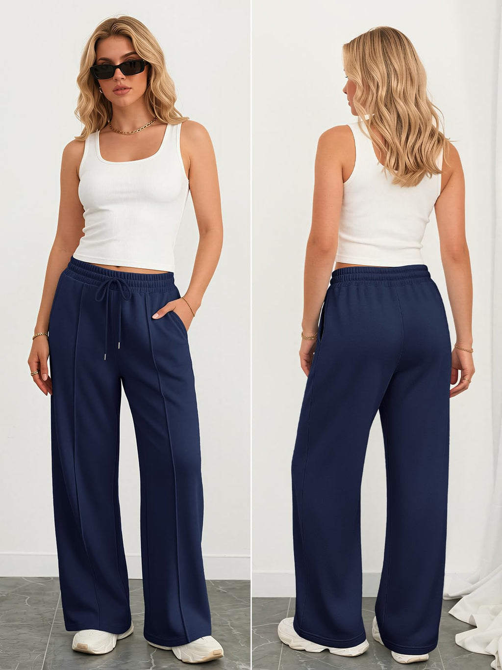 Athmile Women's Wide-Leg Sweatpants High-Waisted Baggy - Style 21