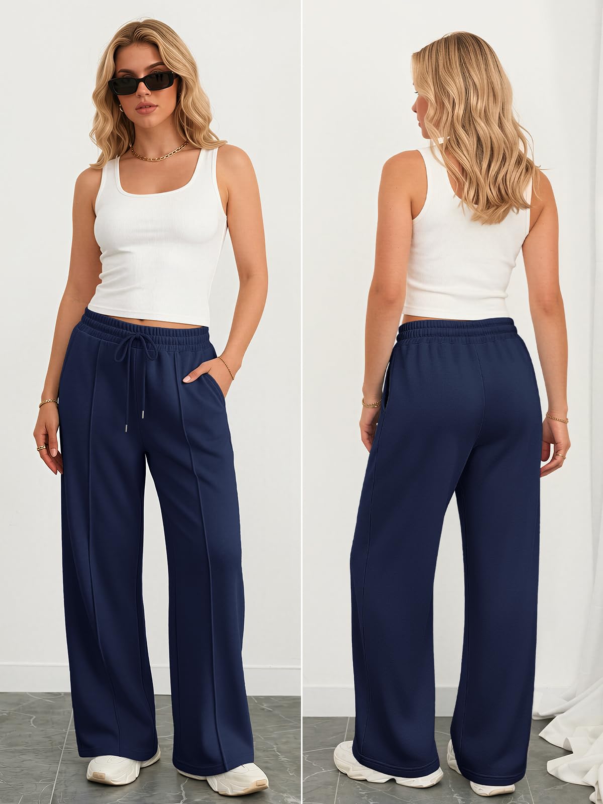Athmile Women's Wide-Leg Sweatpants High-Waisted Baggy - Style 21