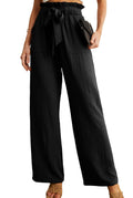 Iwollence Women High-Waist Palazzo Pants Adjustable Knot Ankle