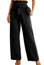 Iwollence Women High-Waist Palazzo Pants Adjustable Knot Ankle