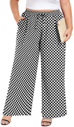 Lastshe Women's Plus Size Wide-Leg Pants Palazzo High-Waisted For