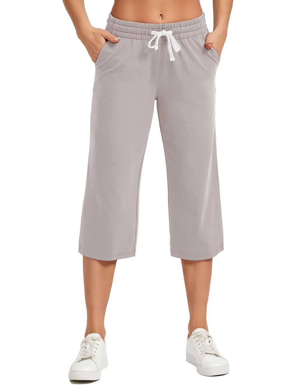Specialmagic Women's Capri Pants Cotton Sweatpants Deep Taupe L