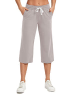 Specialmagic Women's Capri Pants Cotton Sweatpants Deep Taupe L