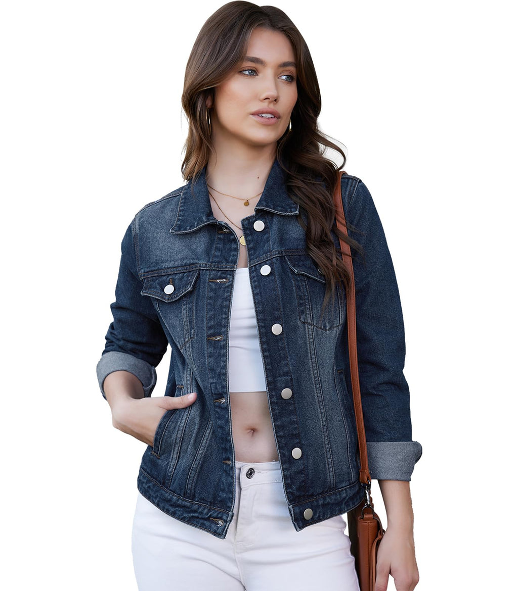 Miss Moly Women's Denim Jacket Classic Button Up Jean Blue 3 M