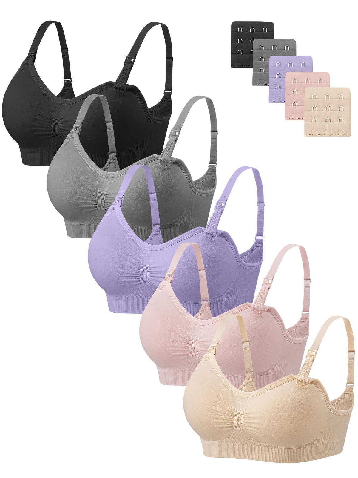Angelhood Women's for Breastfeeding 5 Pack, Sleep Nursing Bra