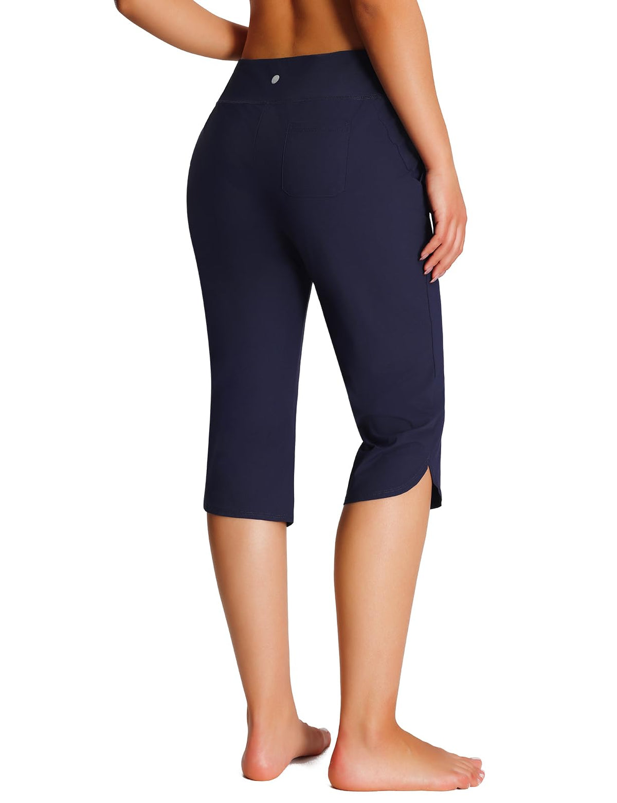 Emlovm Women's Modest Swimsuits Tankinis Capris Pants Long Swim Shorts Knee Length Beach Swimwear Tankini Bottoms with Pockets UPF50+ Summer Navy Medium