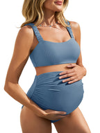 Women's Summer Mae Ribbed Maternity Bikini Swimsuit Two-piece - Size 10