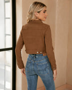 Luvamia Womens Fashion Long Sleeve Button Down Stretchy Denim Jean Jacket Jeans For Women Blazer Concert Outfit Brown Size Small Fits 4 / 6