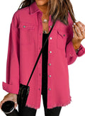 Dokotoo Fall Outfits For Women 2026 Button Down Jean Jacket Hot Pink XL - A