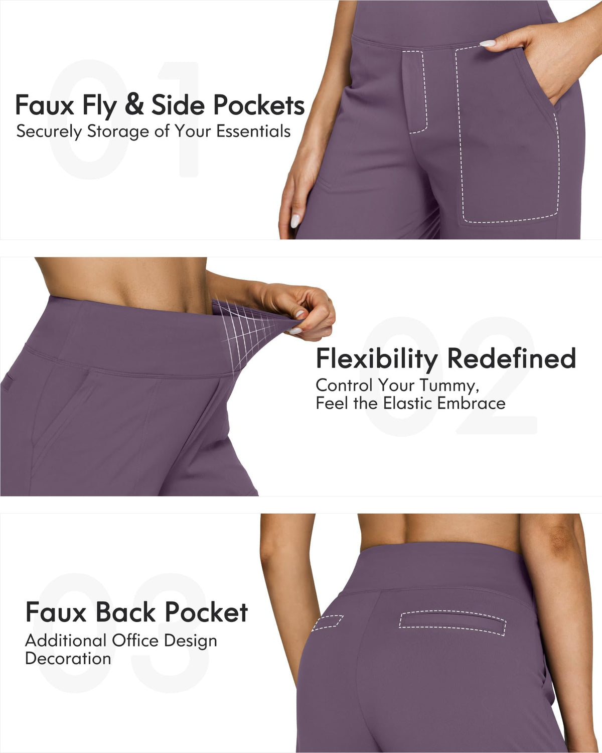G4free Wide-Leg Yoga Pants For Women With Pockets Potent Purple Xxl