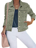 Luvamia Jean Jackets For Women Trendy Ladies Denim Jacket - Calliste Green
