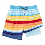 Cozople Teen Boys Swim Trunks Size 14-16 Beachwear Swimsuit Novelty Stripes Graphic Swimming Shorts Quick Dry UPF 50+ Beach Board Shorts for Teens Summer Holiday Beach Costume