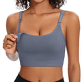 Angelhood Women's's Non-padded Bralette Convenient Breastfeeding Full Coverage Wirefree Support Everylife Sport Sleep Blue Nursing Bra