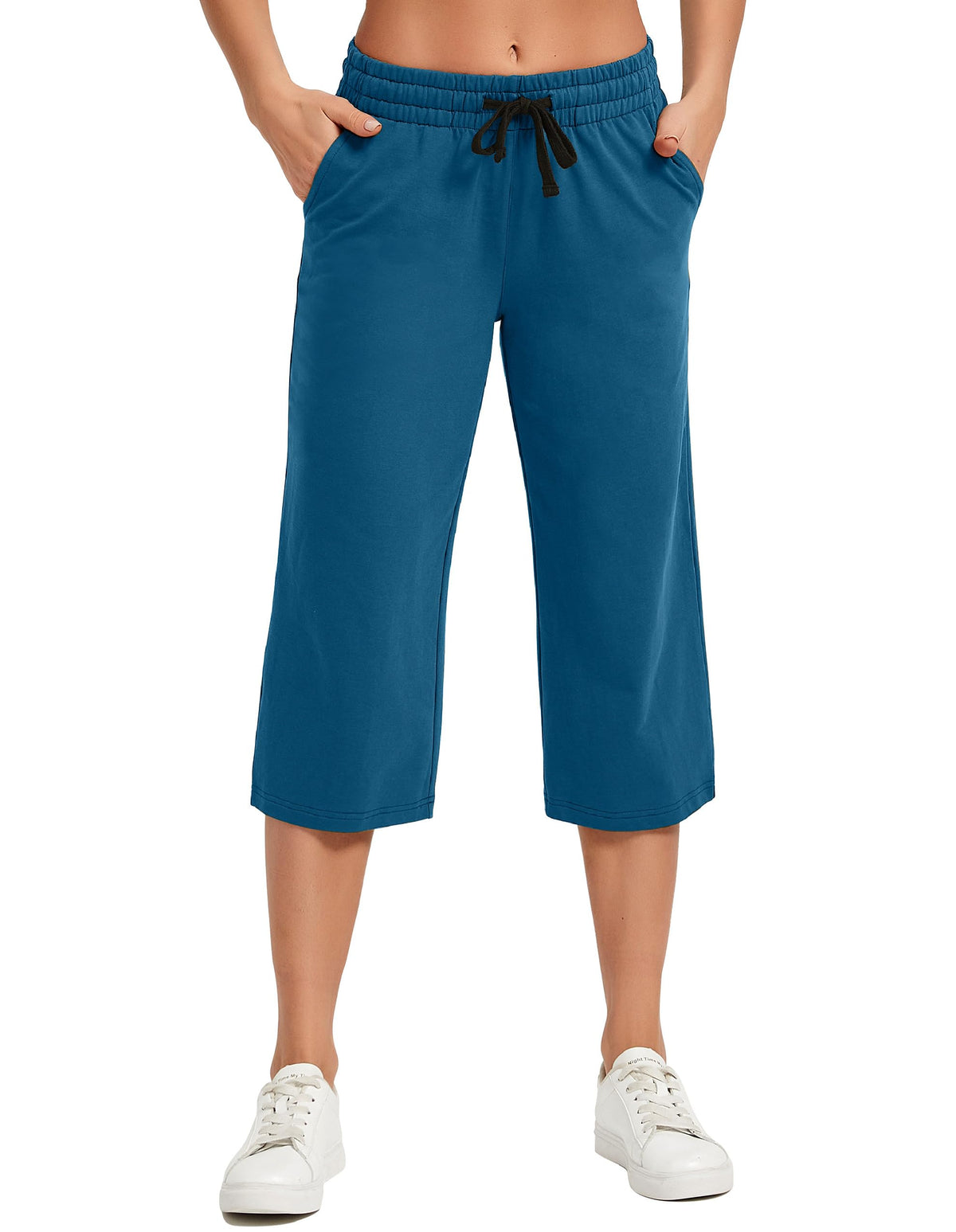 Specialmagic Women's Capri Pants Cotton Sweatpants Ocean Blue Xl