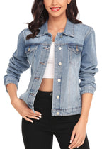Miss Moly Women's Denim Jacket Classic Button Up Jean Retro Blue S